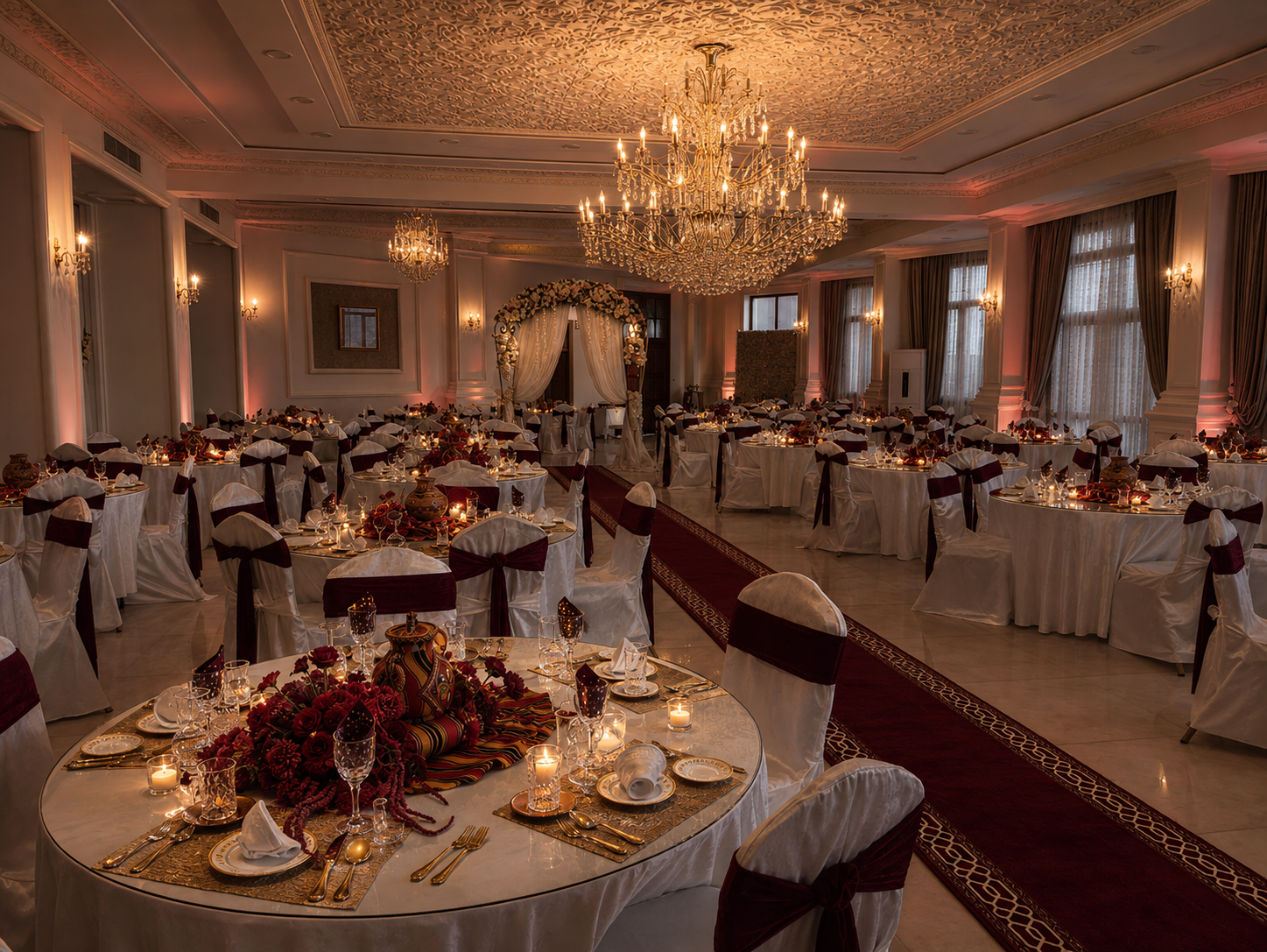 Grande salle et lustres en cristal