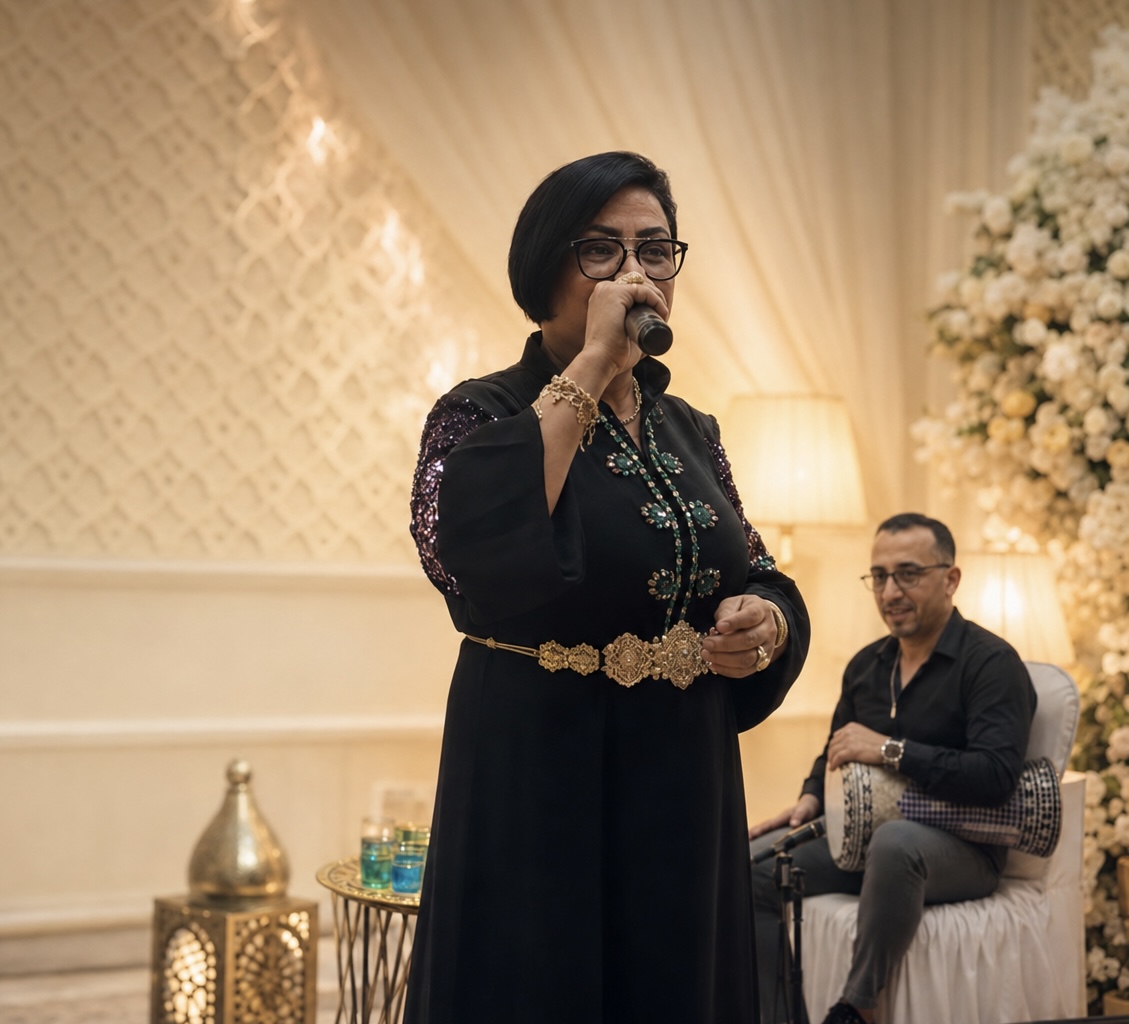 Chanteuse en tenue traditionnelle sur scène