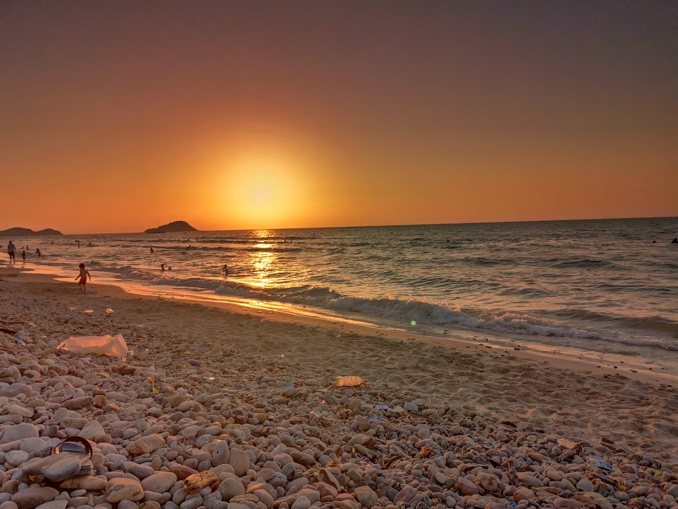 La plage de Tichy au coucher du soleil