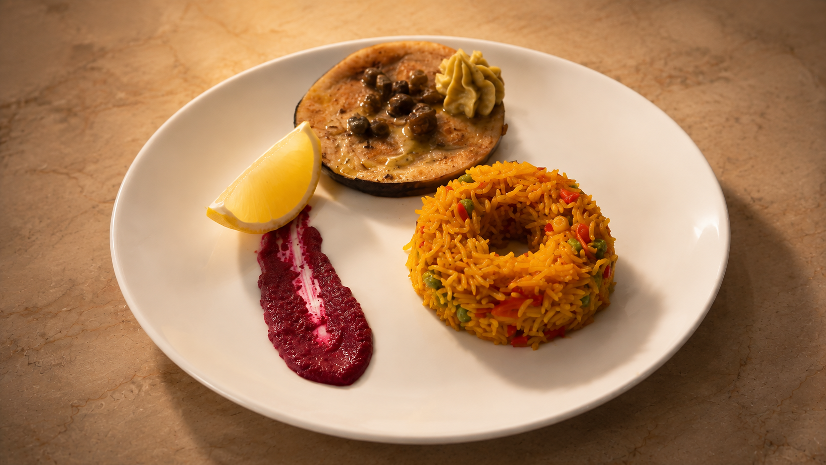 Assiette dressée par le chef